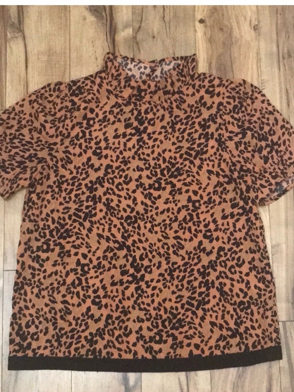 THML Leopard Print Short Sleeve Top - Rust & Black